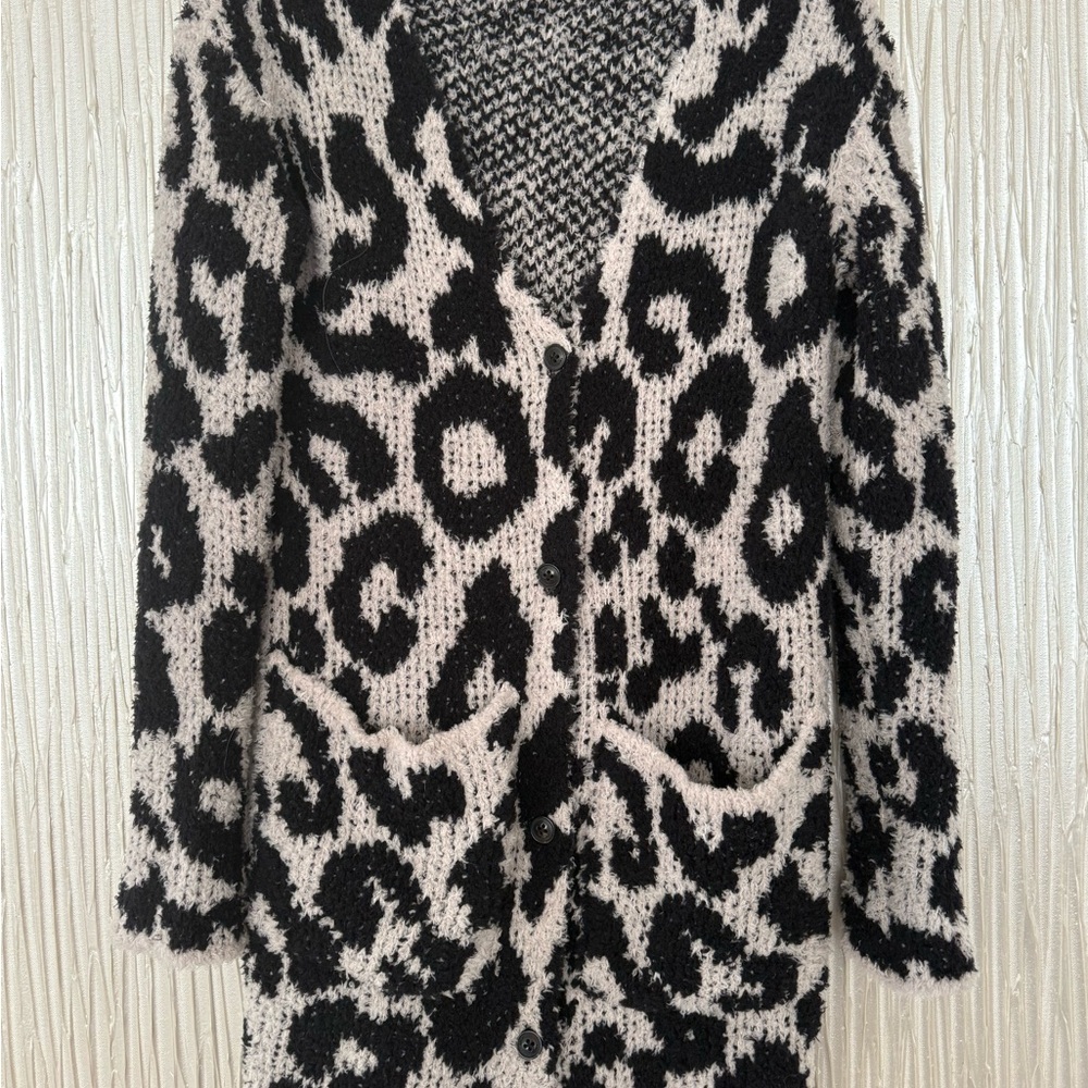 Amiri Black/Gray Leopard Print Sweater/Cardigan